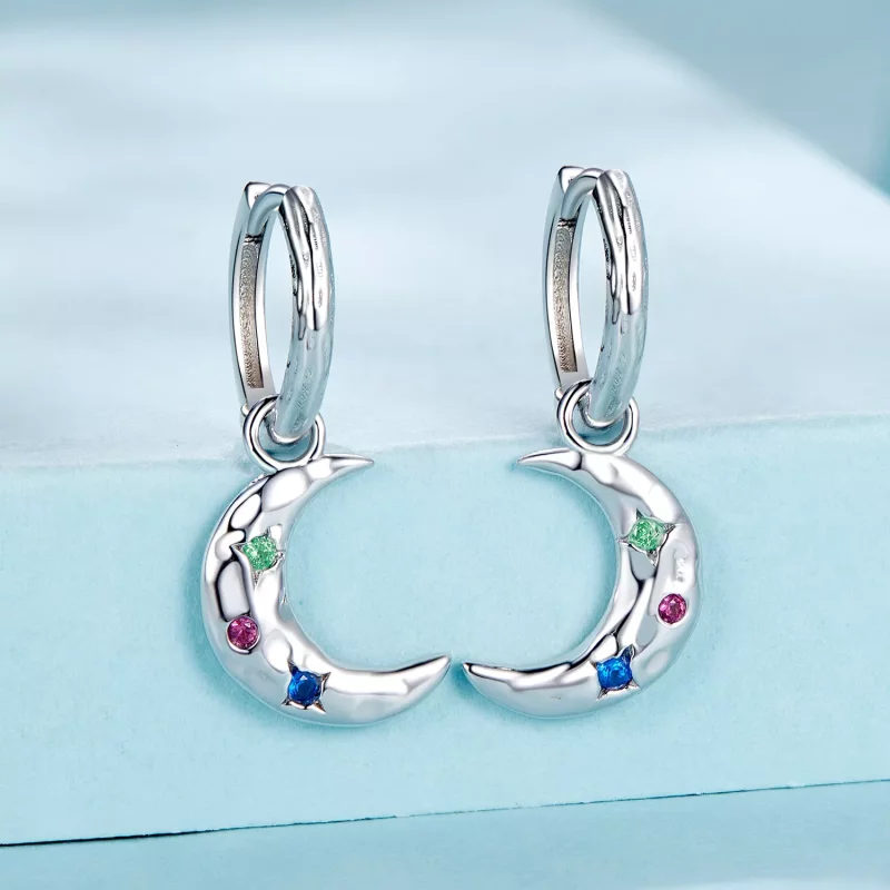 (imagen para) Pendientes de luna estilo PANDORA - SCE1778 - Ver 2