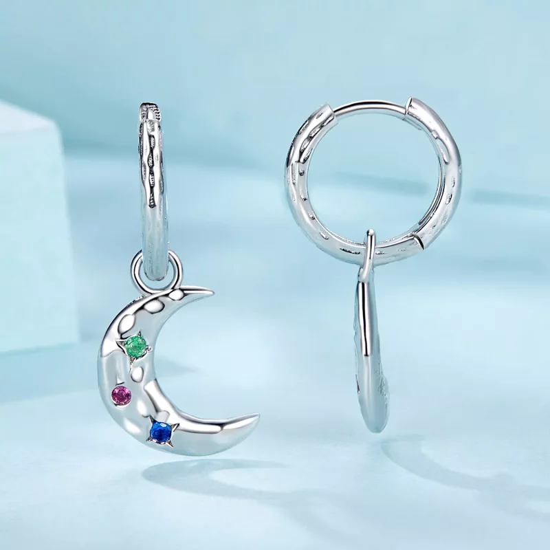 (imagen para) Pendientes de luna estilo PANDORA - SCE1778 - Ver 3