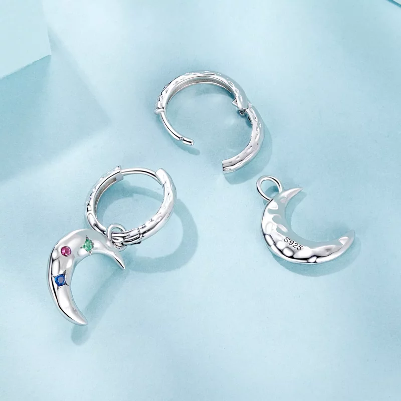 (imagen para) Pendientes de luna estilo PANDORA - SCE1778 - Ver 4