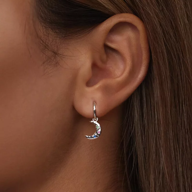 (imagen para) Pendientes de luna estilo PANDORA - SCE1778 - Ver 6