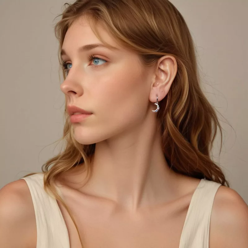 (imagen para) Pendientes de luna estilo PANDORA - SCE1778 - Ver 7