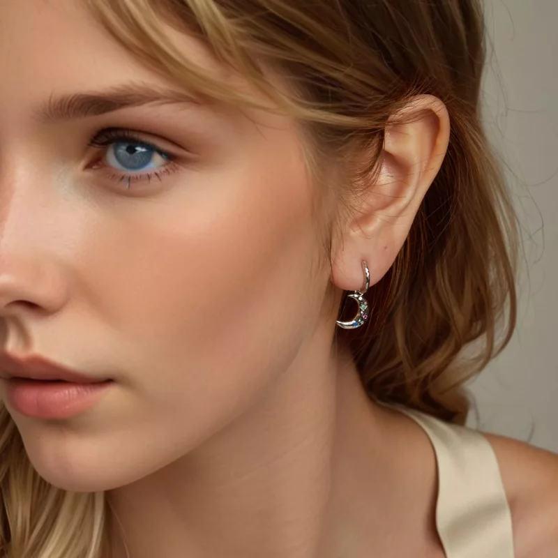 (imagen para) Pendientes de luna estilo PANDORA - SCE1778 - Ver 8
