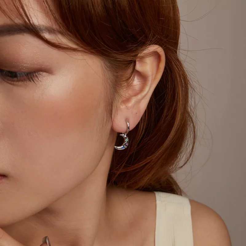 (imagen para) Pendientes de luna estilo PANDORA - SCE1778 - Ver 10