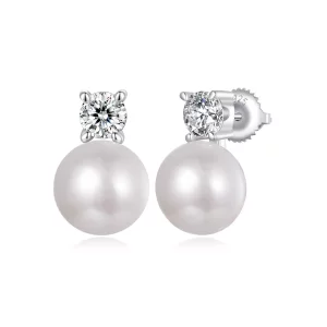 (imagen para) Pendientes de moissanita de 0,5 ct con perla natural estilo PANDORA - MSE042-L