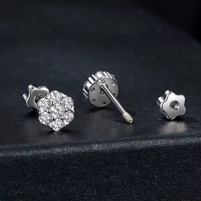 (imagen para) Pendientes de moissanita estilo PANDORA (con un certificado) - MSE059 - Ver 2