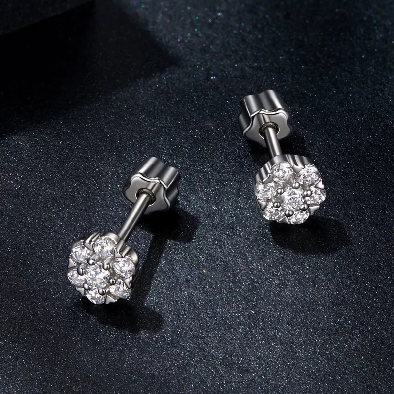 (imagen para) Pendientes de moissanita estilo PANDORA (con un certificado) - MSE059 - Ver 3