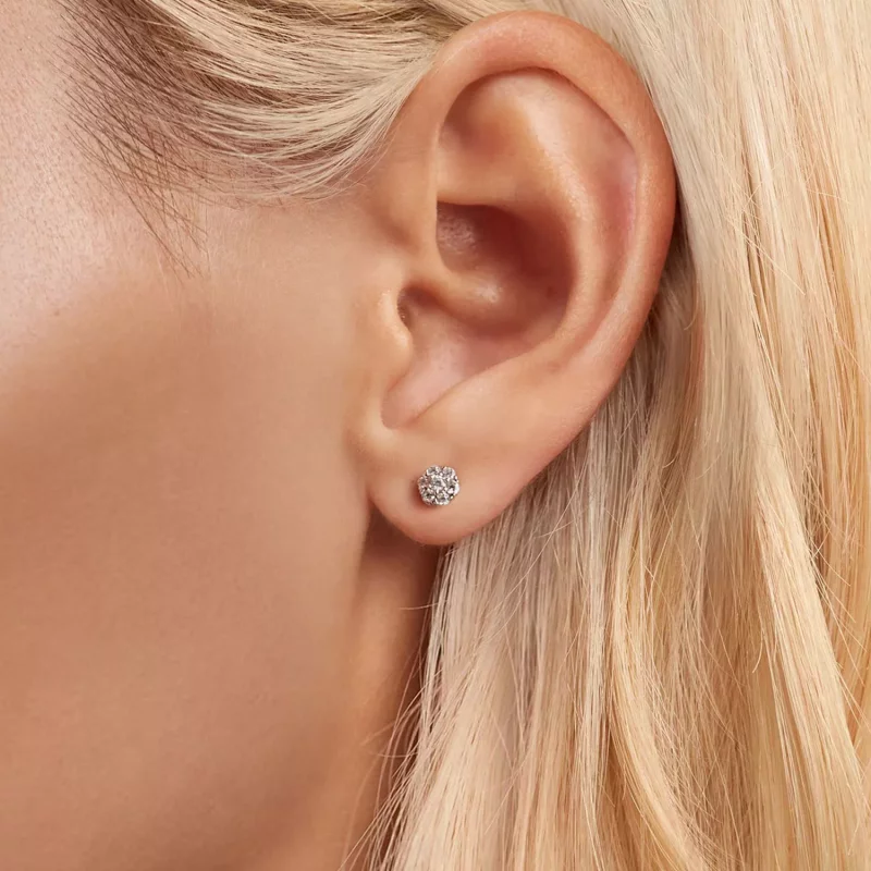 (imagen para) Pendientes de moissanita estilo PANDORA (con un certificado) - MSE059 - Ver 5