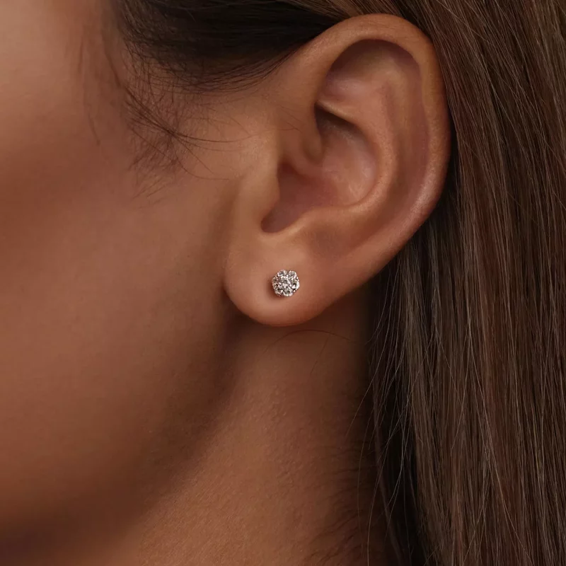 (imagen para) Pendientes de moissanita estilo PANDORA (con un certificado) - MSE059 - Ver 6