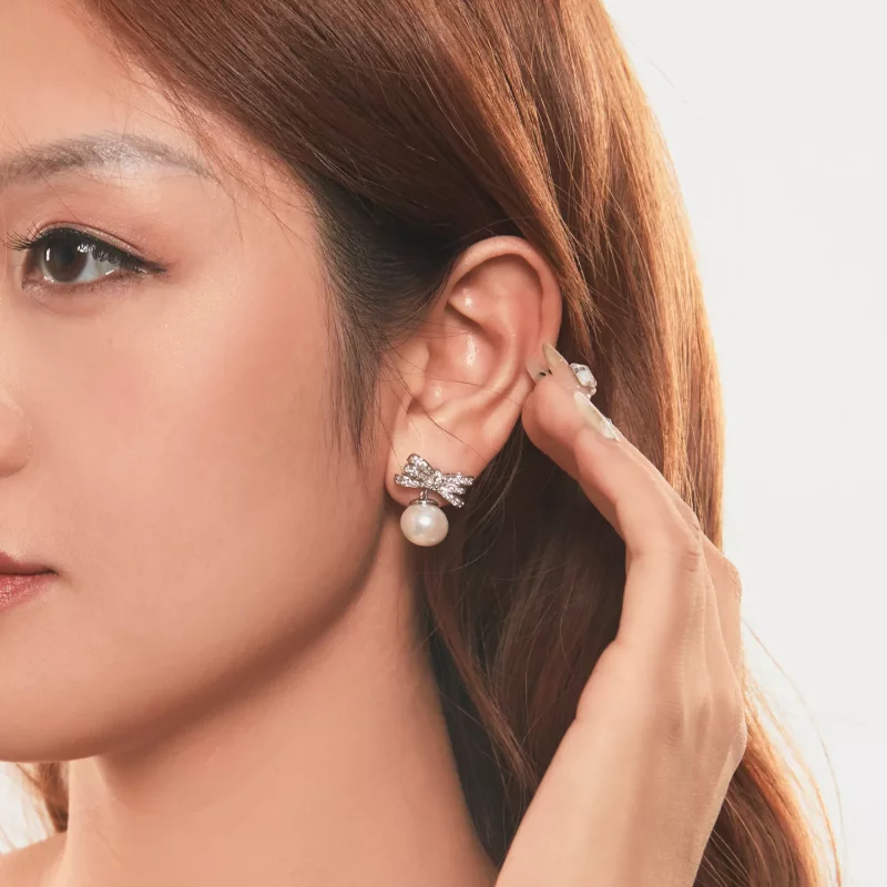 (imagen para) Pendientes de perla con lazo estilo PANDORA - YIE247 - Ver 9