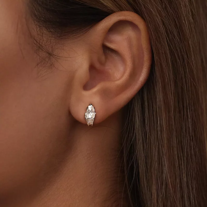 (imagen para) Pendientes de plata brillante estilo PANDORA - BSE1062 - Ver 6