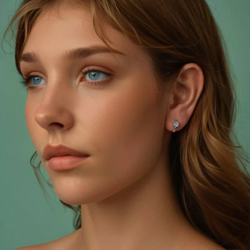 (imagen para) Pendientes de princesa azul marino con forma cuadrada estilo PANDORA - BSE1100 - Ver 7