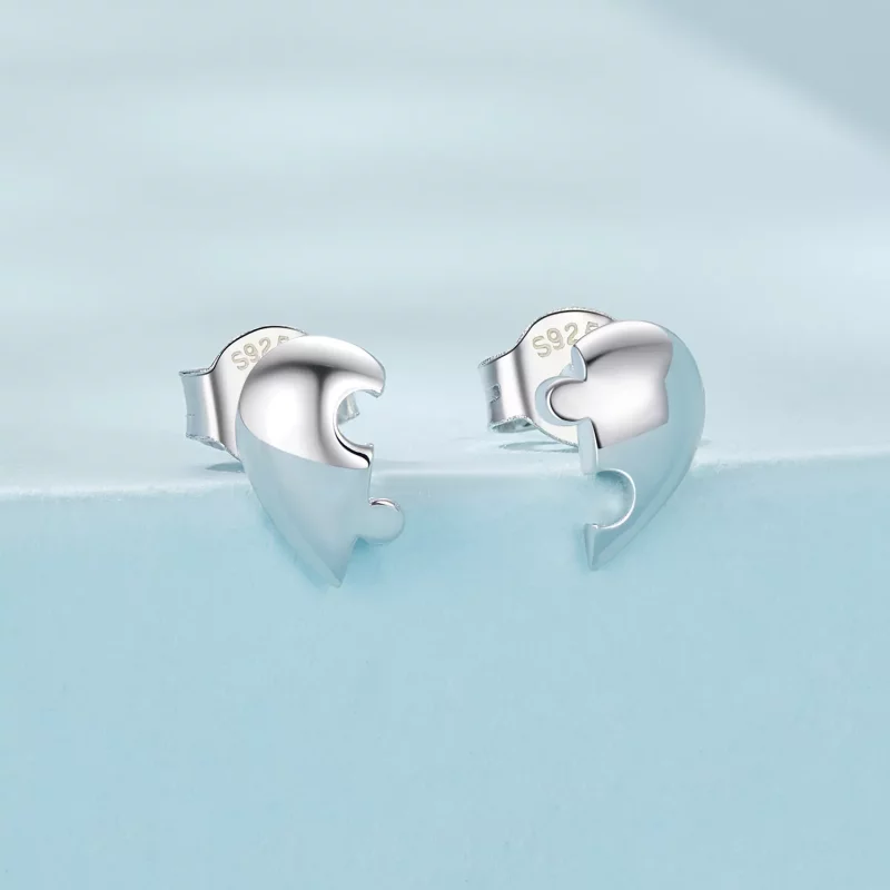 (imagen para) Pendientes de rompecabezas con forma de corazón estilo PANDORA - SCE1770 - Ver 2