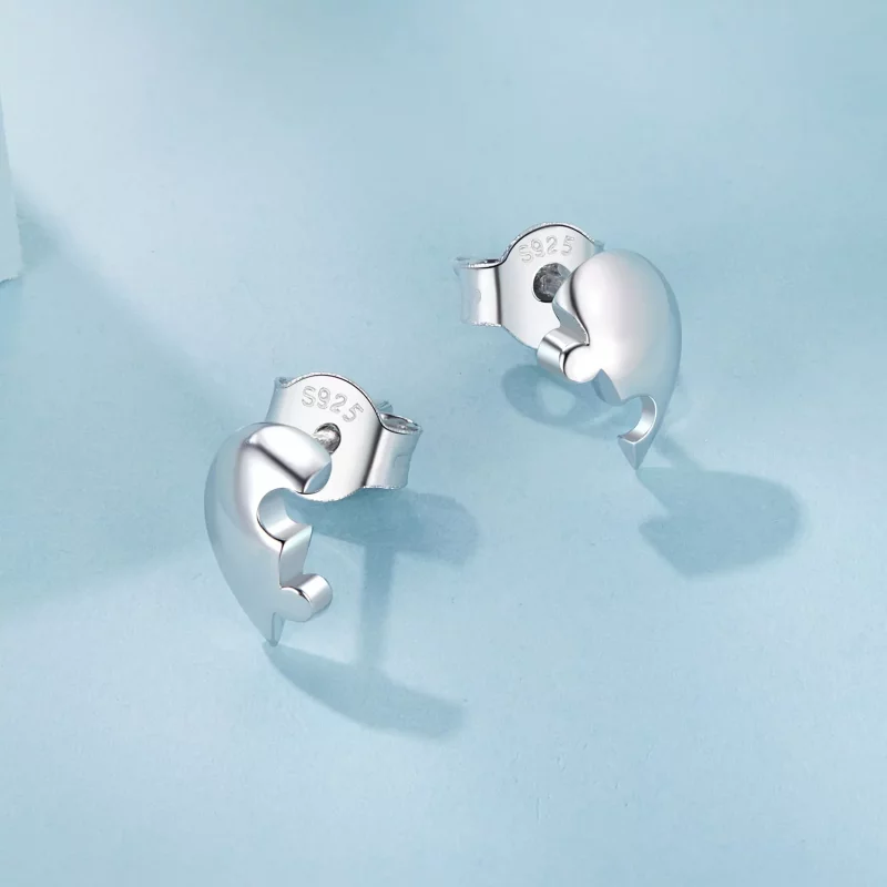 (imagen para) Pendientes de rompecabezas con forma de corazón estilo PANDORA - SCE1770 - Ver 3