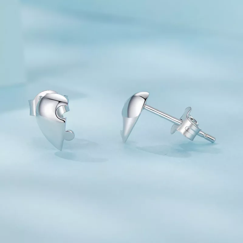 (imagen para) Pendientes de rompecabezas con forma de corazón estilo PANDORA - SCE1770 - Ver 4