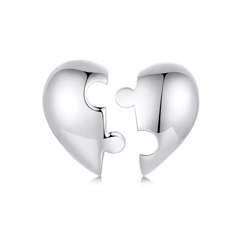 (imagen para) Pendientes de rompecabezas con forma de corazón estilo PANDORA - SCE1770