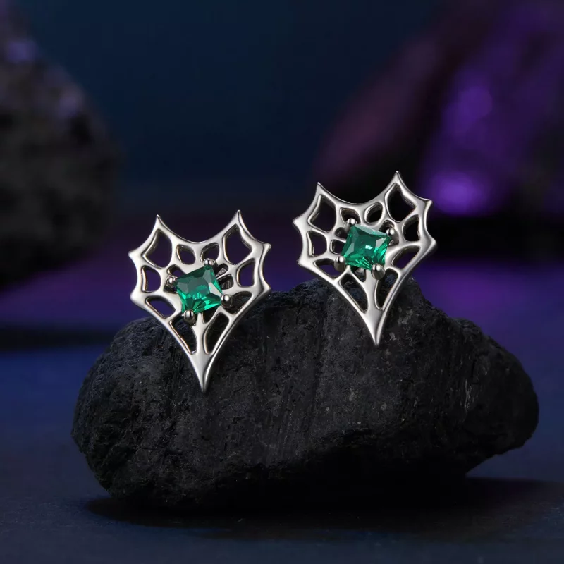 (imagen para) Pendientes de telaraña en forma de corazón estilo PANDORA - SCE1797 - Ver 2