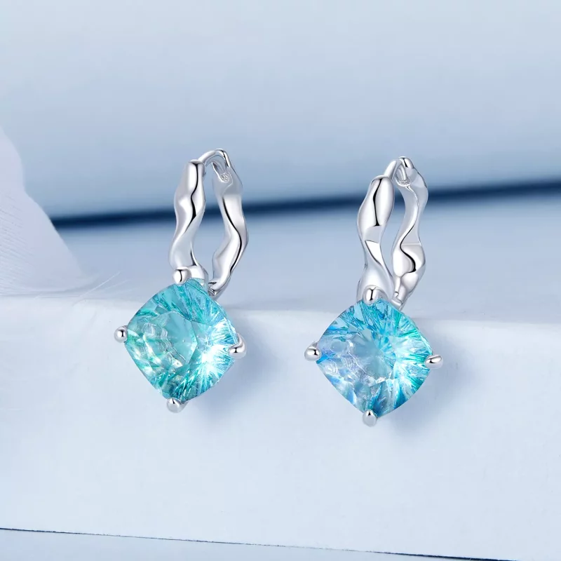 (imagen para) Pendientes de turmalina turquesa estilo PANDORA - BSE1047 - Ver 2