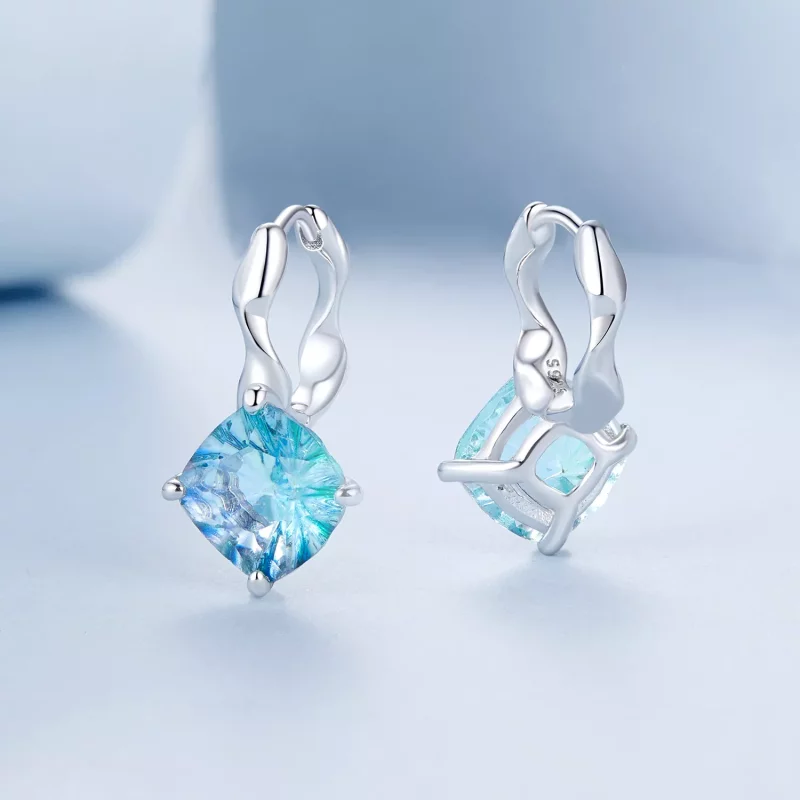 (imagen para) Pendientes de turmalina turquesa estilo PANDORA - BSE1047 - Ver 3