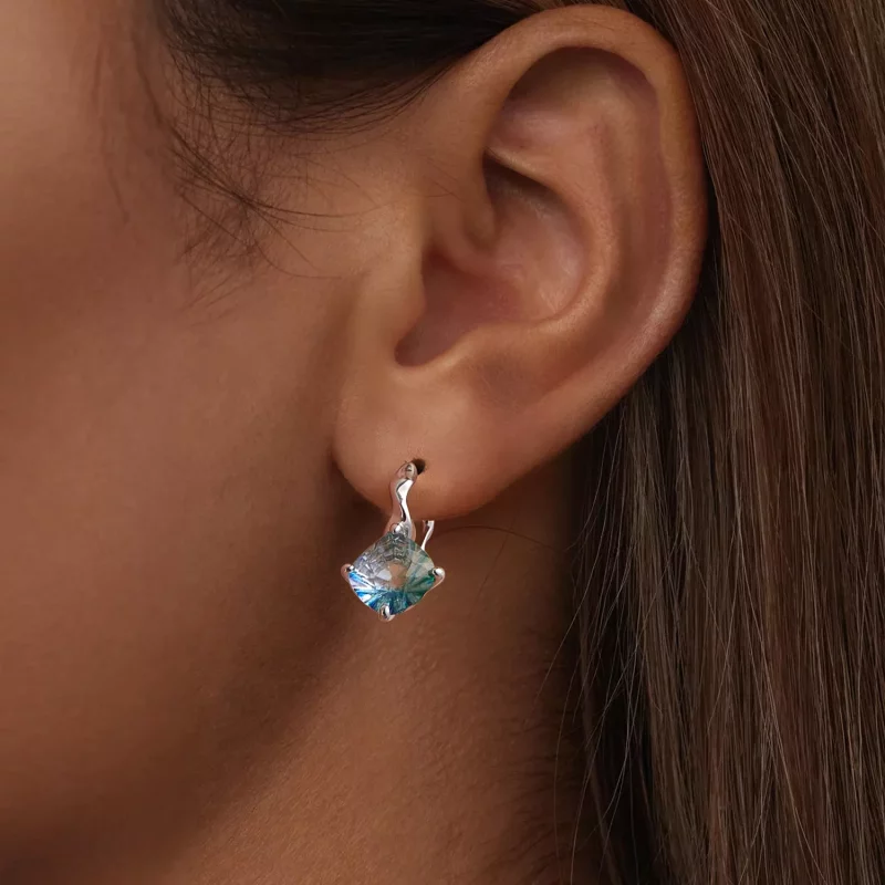 (imagen para) Pendientes de turmalina turquesa estilo PANDORA - BSE1047 - Ver 6
