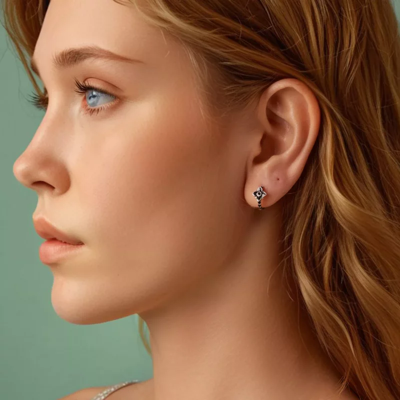 (imagen para) Pendientes estilo PANDORA con diseño de flor de noche - SCE1801 - Ver 8