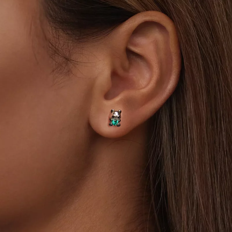 (imagen para) Pendientes estilo PANDORA con forma de corazón y panda - SCE1775 - Ver 6