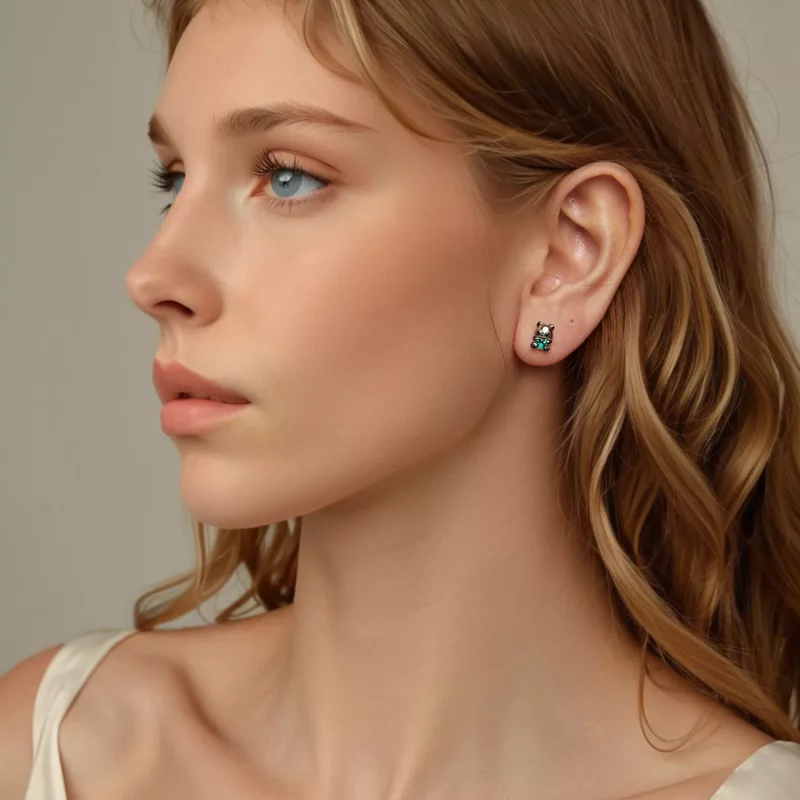 (imagen para) Pendientes estilo PANDORA con forma de corazón y panda - SCE1775 - Ver 7