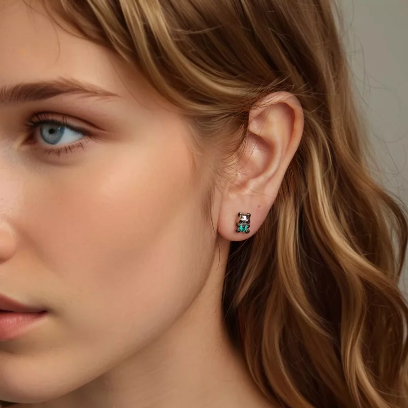 (imagen para) Pendientes estilo PANDORA con forma de corazón y panda - SCE1775 - Ver 8