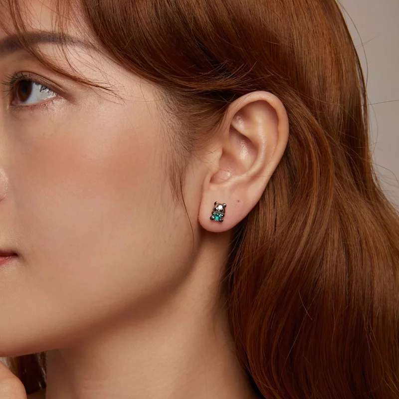 (imagen para) Pendientes estilo PANDORA con forma de corazón y panda - SCE1775 - Ver 9