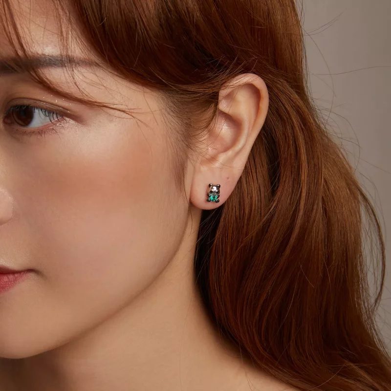 (imagen para) Pendientes estilo PANDORA con forma de corazón y panda - SCE1775 - Ver 10