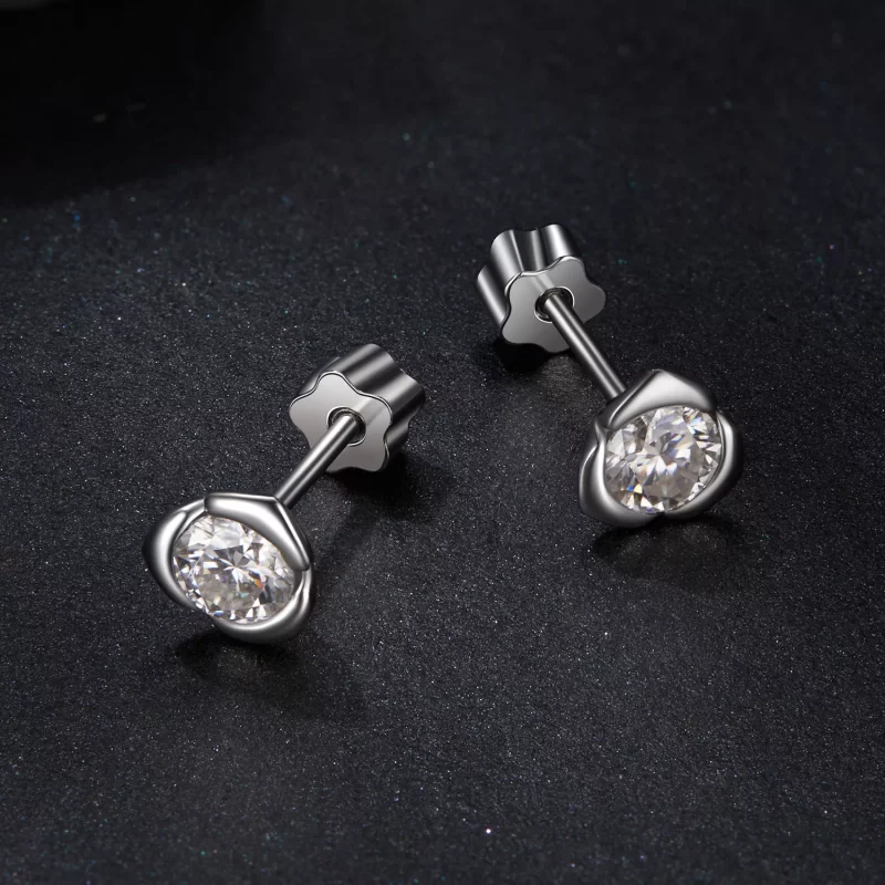 (imagen para) Pendientes estilo PANDORA con moissanita rosa (con un certificado) - MSE071 - Ver 3