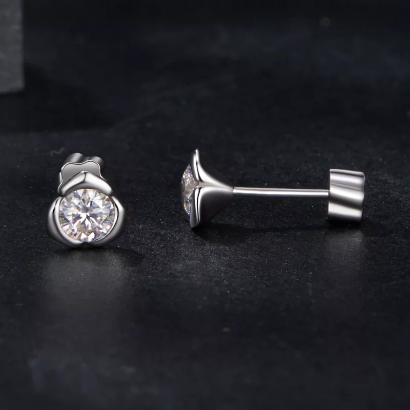 (imagen para) Pendientes estilo PANDORA con moissanita rosa (con un certificado) - MSE071 - Ver 4
