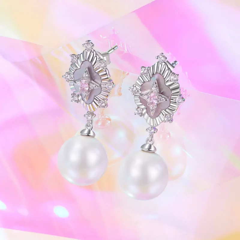 (imagen para) Pendientes PANDORA Style Starlight en color rosa - YIE246 - Ver 2