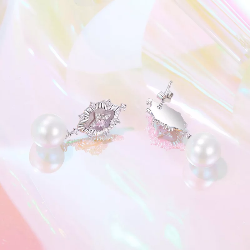 (imagen para) Pendientes PANDORA Style Starlight en color rosa - YIE246 - Ver 4
