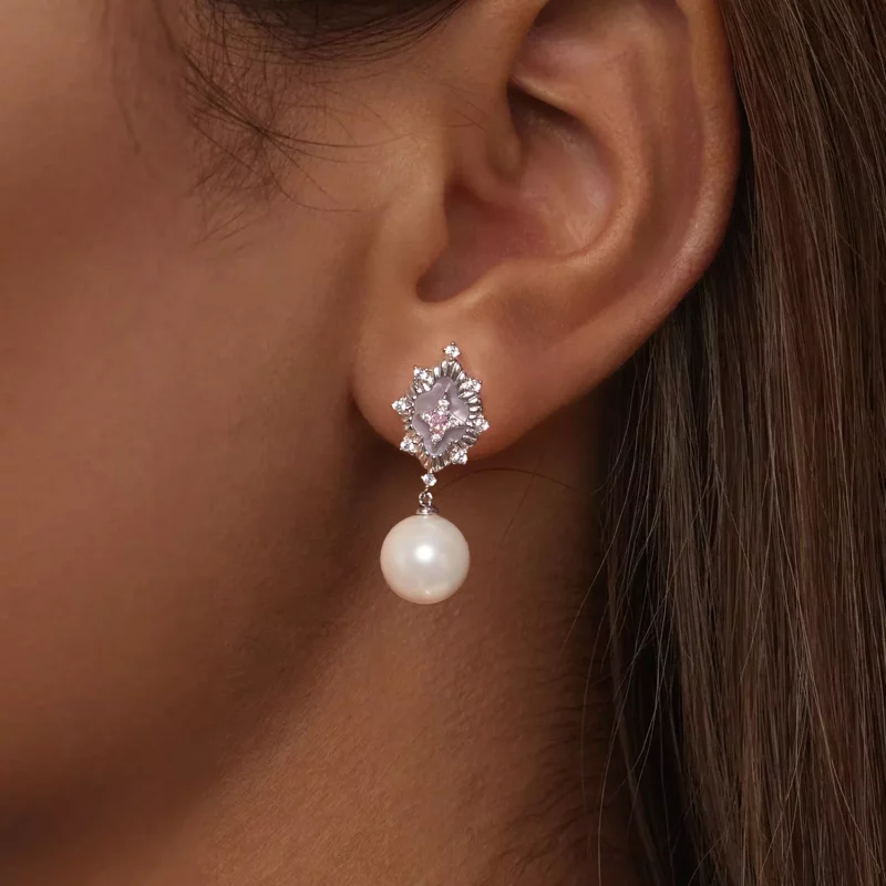 (imagen para) Pendientes PANDORA Style Starlight en color rosa - YIE246 - Ver 6