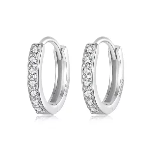 (imagen para) Pendientes sencillos de plata de ley estilo PANDORA - BSE1060-AS
