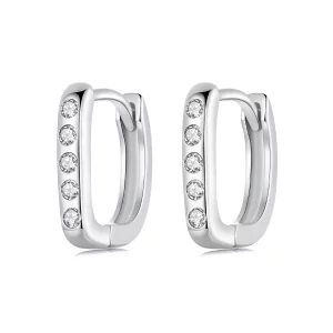 Pendientes sencillos en forma de D estilo PANDORA - BSE1084-WH (imagen para) Pendientes sencillos en forma de D estilo PANDORA - BSE1084-WH