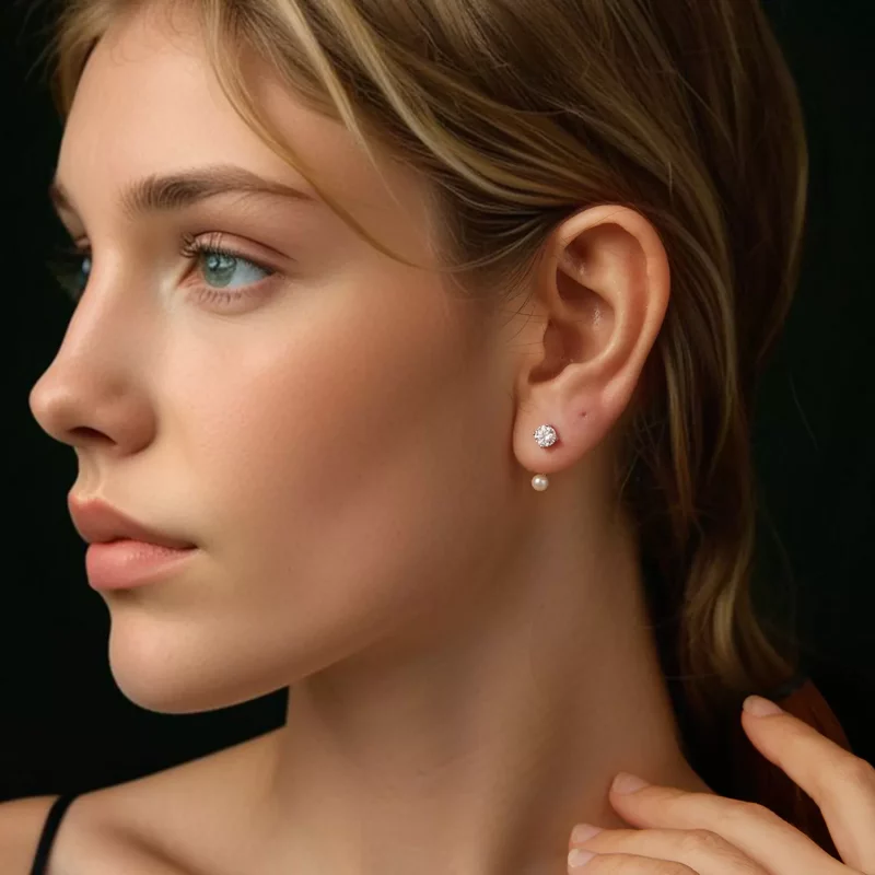 (imagen para) Pendientes sencillos estilo PANDORA con parte delantera y trasera (dos certifica - Ver 8
