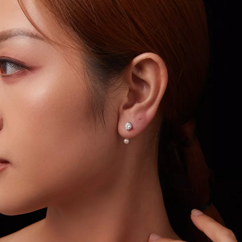 (imagen para) Pendientes sencillos estilo PANDORA con parte delantera y trasera (dos certifica - Ver 9
