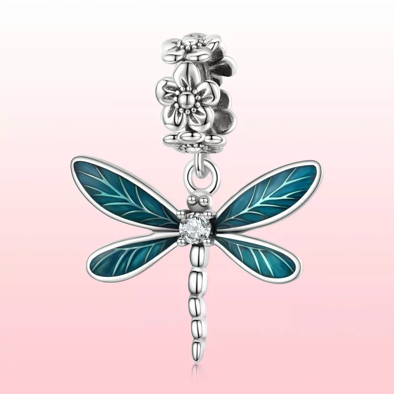 (imagen para) Precioso colgante de libélula estilo PANDORA - BSC521 - Ver 4