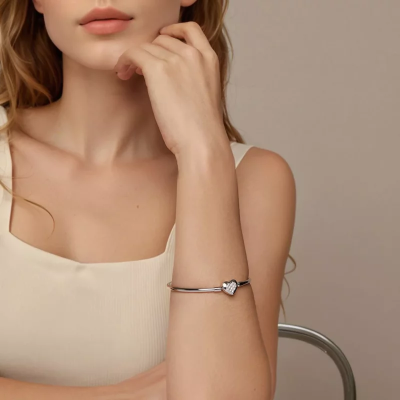 (imagen para) Pulsera básica con corazón estilo PANDORA - BSB192 - Ver 8