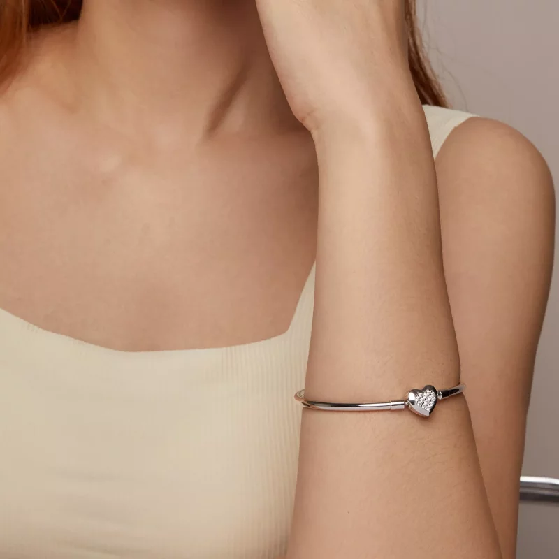 (imagen para) Pulsera básica con corazón estilo PANDORA - BSB192 - Ver 9