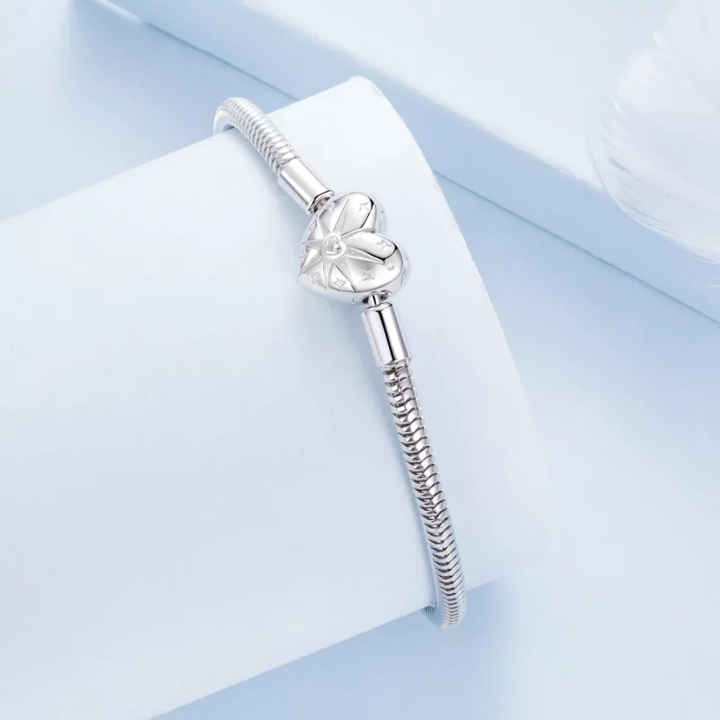 (imagen para) Pulsera básica con corazón y estrella estilo PANDORA - BSB196 - Ver 2