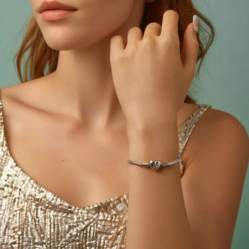 (imagen para) Pulsera básica con corazón y estrella estilo PANDORA - BSB196 - Ver 9