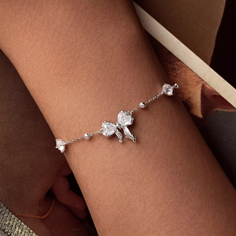 (imagen para) Pulsera con lazo brillante estilo PANDORA - BSB188 - Ver 3