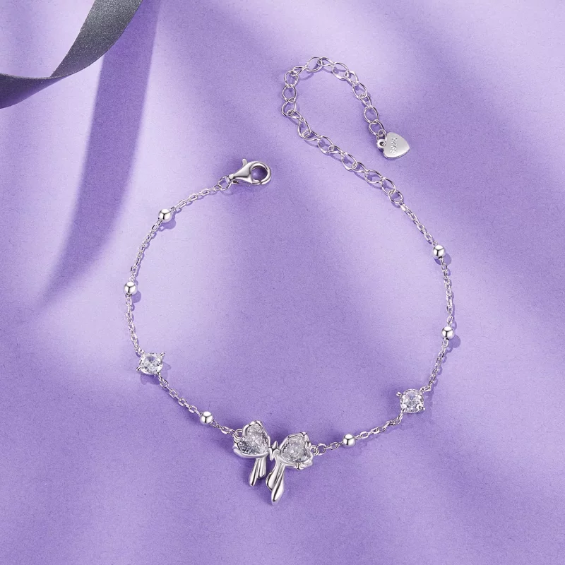 (imagen para) Pulsera con lazo brillante estilo PANDORA - BSB188 - Ver 2