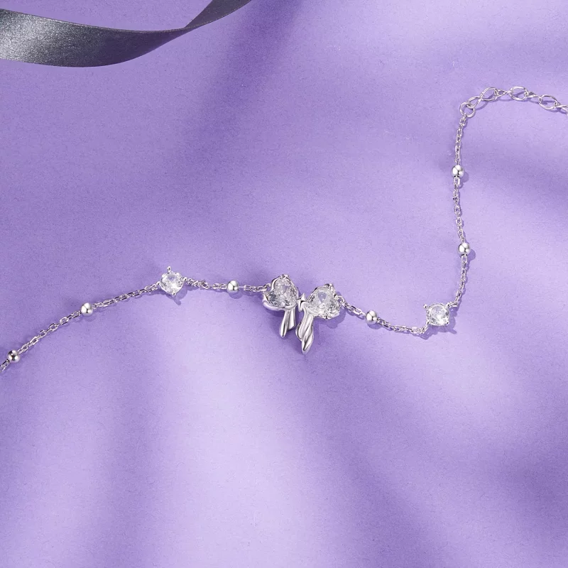 (imagen para) Pulsera con lazo brillante estilo PANDORA - BSB188 - Ver 4