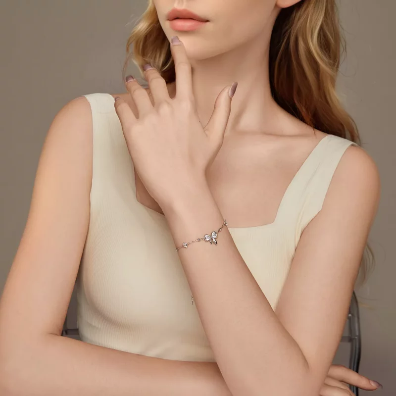 (imagen para) Pulsera con lazo brillante estilo PANDORA - BSB188 - Ver 8