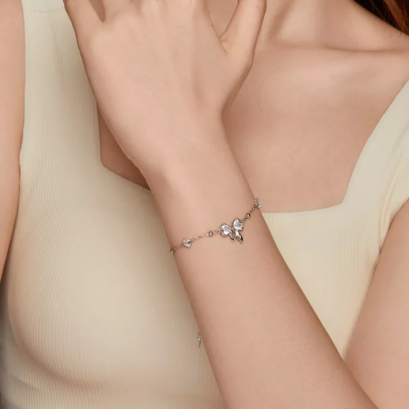 (imagen para) Pulsera con lazo brillante estilo PANDORA - BSB188 - Ver 10