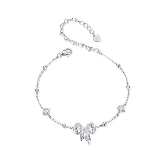 (imagen para) Pulsera con lazo brillante estilo PANDORA - BSB188