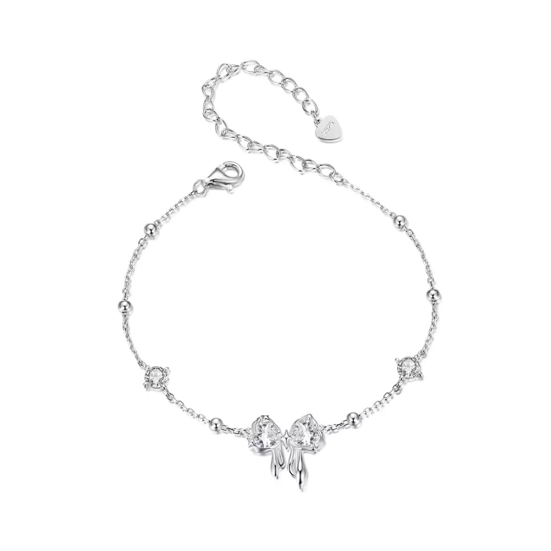 (imagen para) Pulsera con lazo brillante estilo PANDORA - BSB188